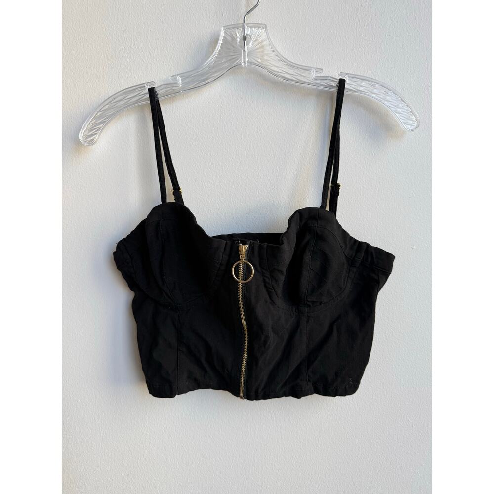 GBG Black Zip Up Crop Top